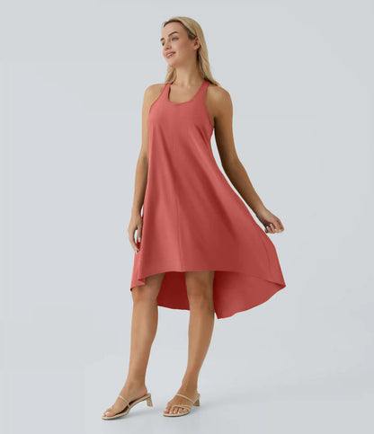 Breezeful™ RacerPocket High Low Flowy Midi Quick Dry Casual Dress