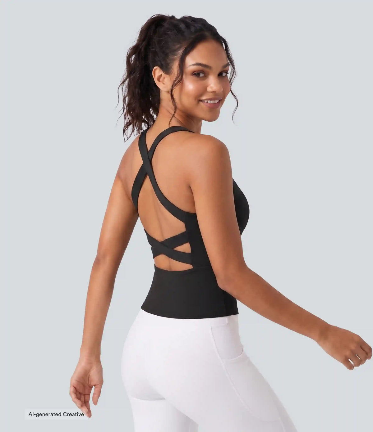 SoftlyZero™ Airy Square Neck Cropped InstantCool Running Tank Top-Longer Length