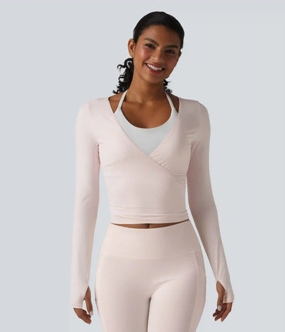 Long Sleeve Crossover Tie InstantCool Yoga Top-UPF50+