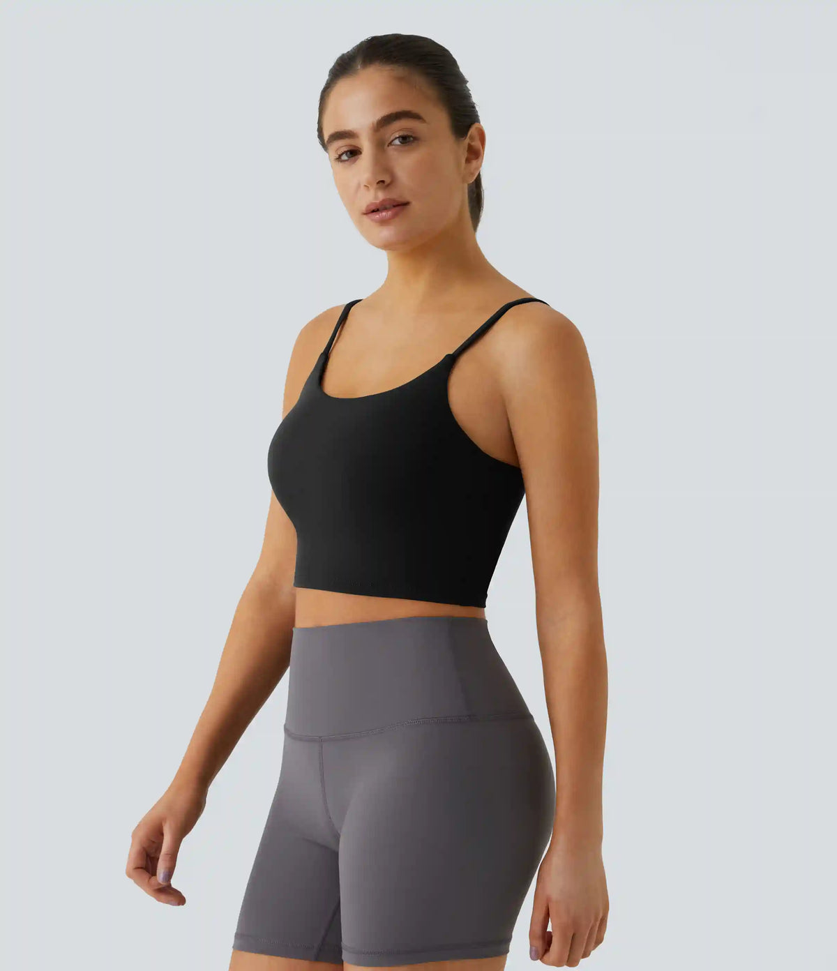Basic Padded Workout Cropped Low Support Tank Top A-D Cups