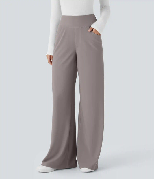 Halara Flex™ High Waisted Tummy Control Pockets Wide Leg Baggy Micro Waffle Work Pants