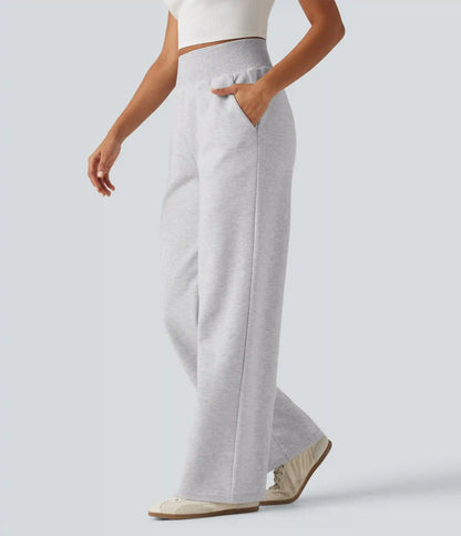 High Waisted Straight Leg Casual Cotton Sweatpants with Pockets