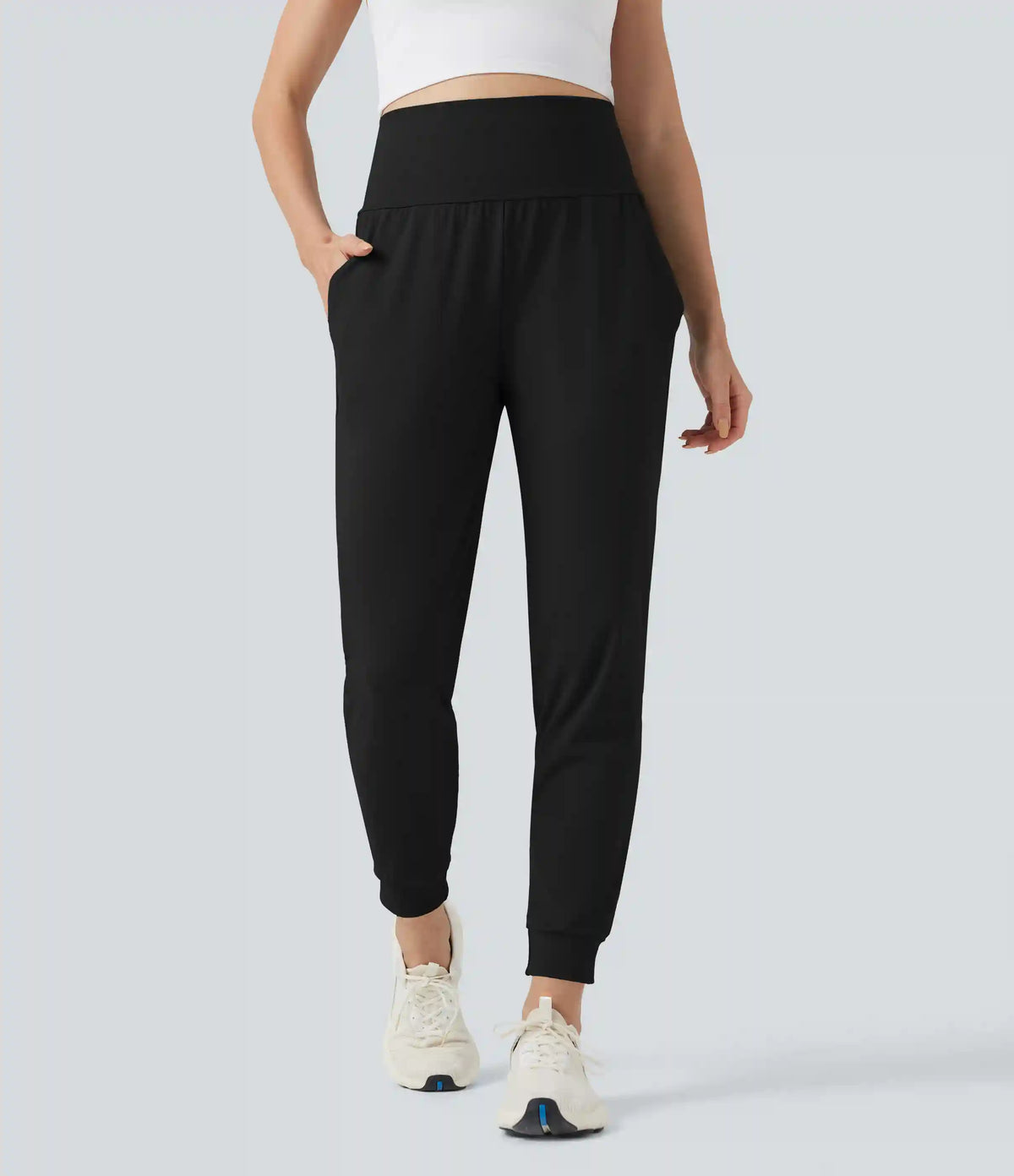 DayStretch Mid Rise Tummy Control Running Joggers with Pockets
