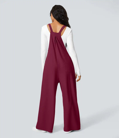Pockets Waffle Casual Overalls