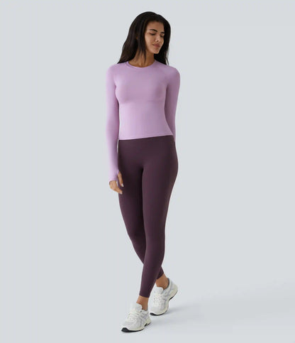 Solid Thumb Hole Yoga Sports Top