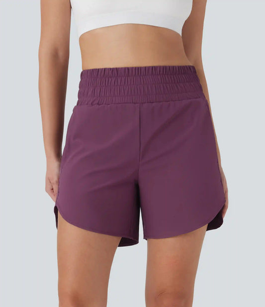 Breezeful™ High Waisted Pockets 2-in-1 Curved Hem Quick Dry Running Shorts 5.5''-Longer Length