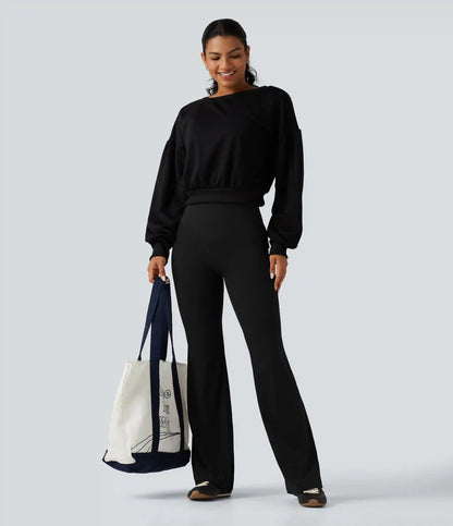Halara UltraSculpt™ High Waisted Tummy Control Ruched Flare Yoga Leggings with Pockets