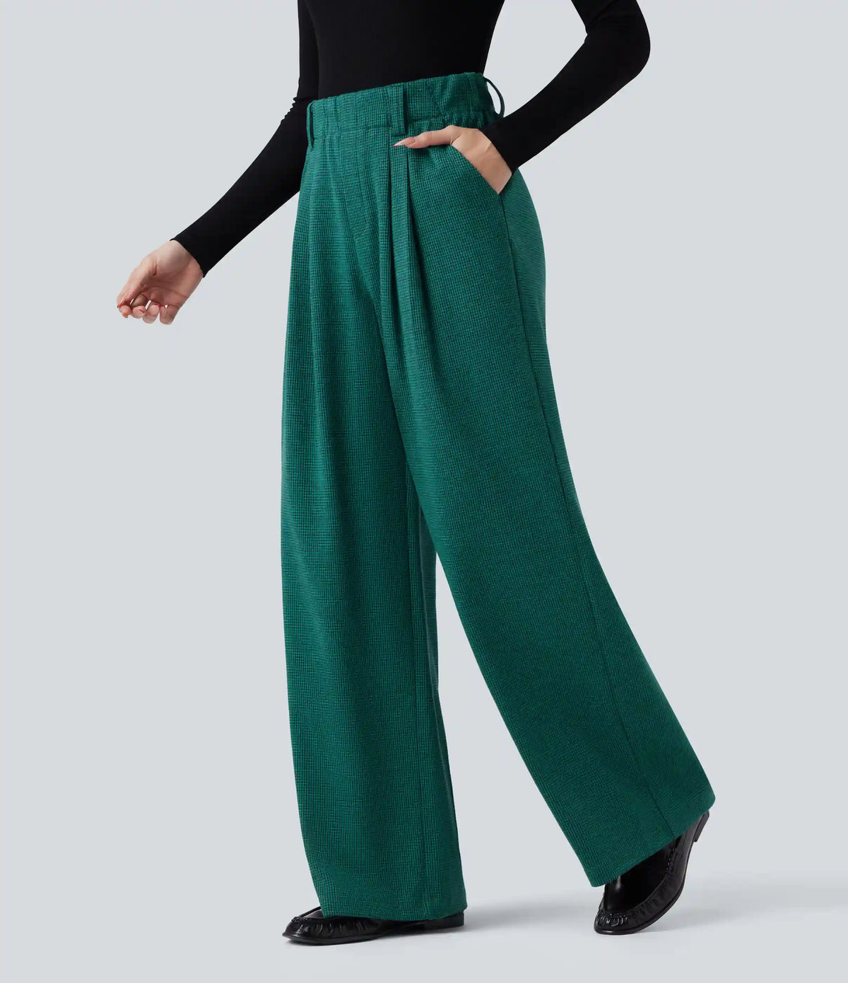 Halara Flex™ High Waisted Houndstooth Work Baggy Pants with Pockets