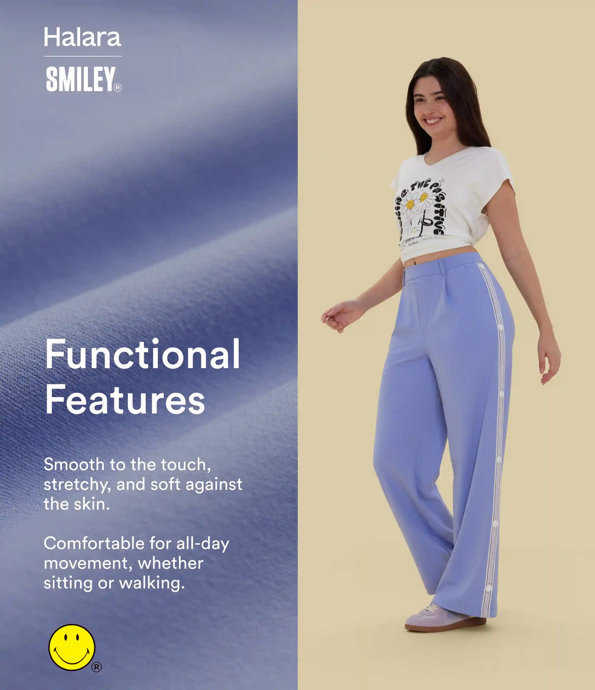 Halara X Smiley® Halara Flex™ DayStretch High Waisted Straight Leg Work Pants with Pockets