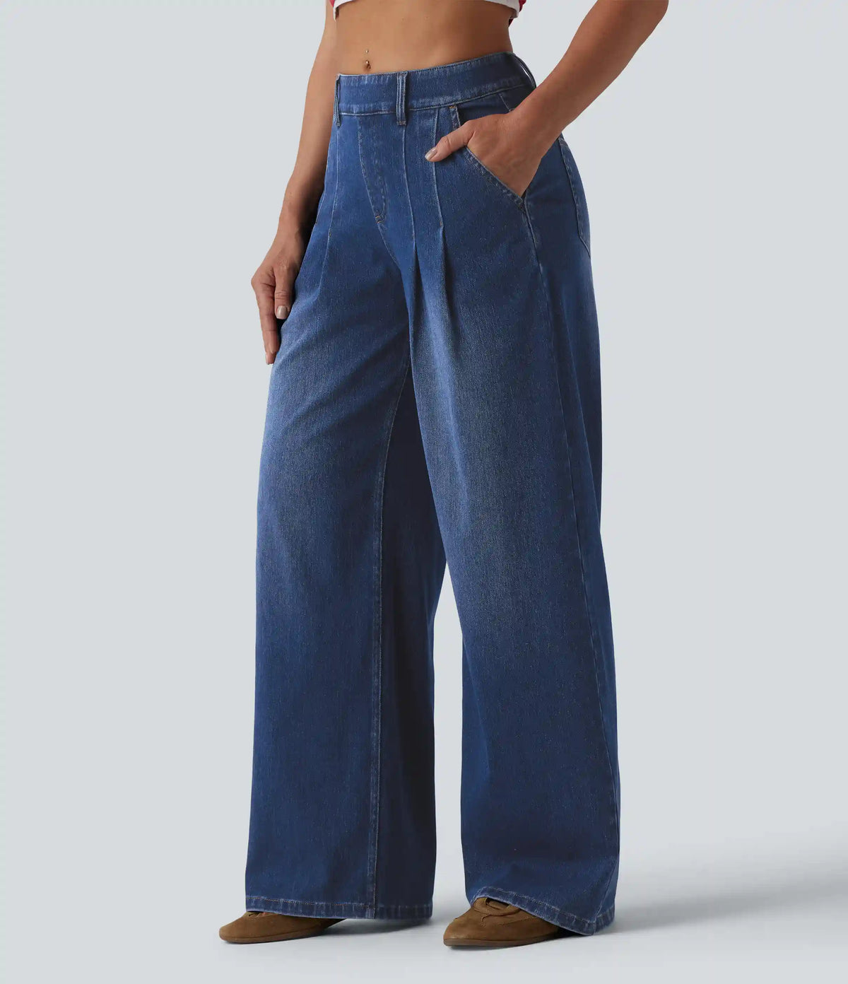 Halara Flex™ Mid Rise Wide Leg Casual Jeans with Pockets