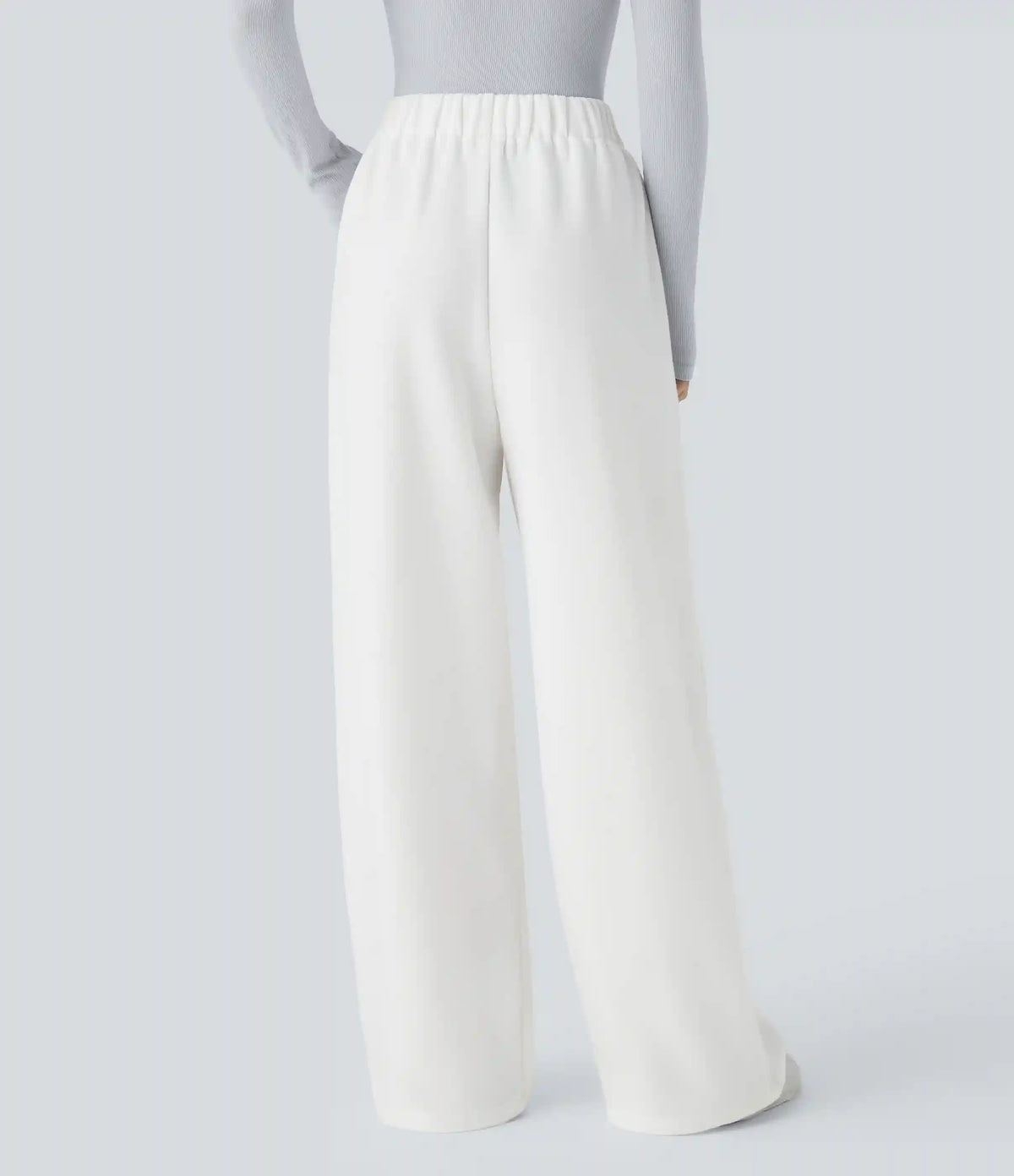 High Waisted Pocket Wide Leg Fleece Casual Pants