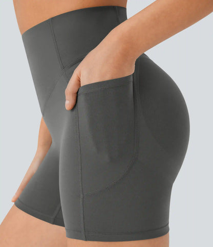 Halara UltraSculpt™ High Waisted Scrunch Butt Lifting Tummy Control Pocket Shaping Workout Biker Shorts 5''