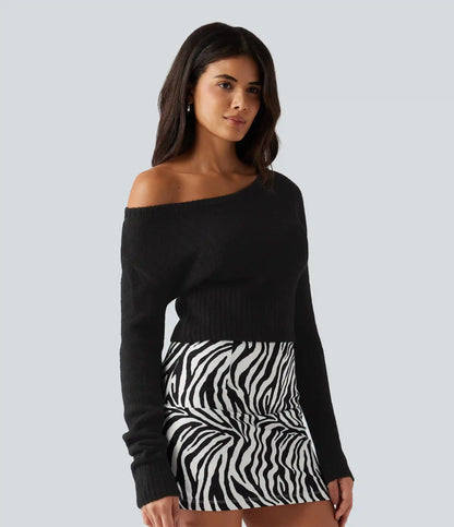 One Shoulder Batwing Long Sleeve Casual Sweater