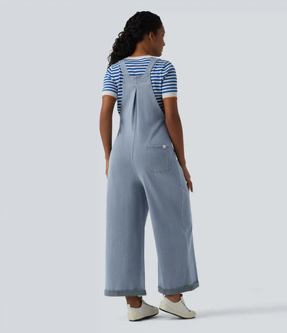 Halara Flex™ Wide Leg Denim Casual Overalls with Pockets