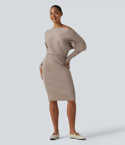 Long Sleeve Midi Casual Sweater Dress