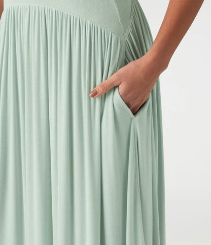 Ribbed Flowy Maxi Slip Dress with Pockets