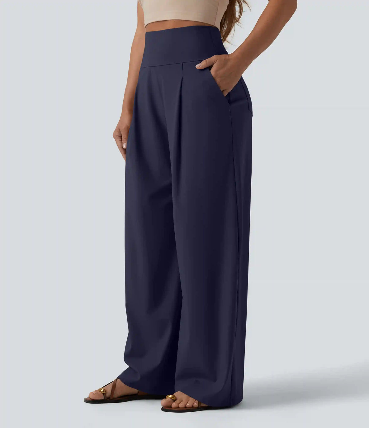 SoftlyZero™ Airy High Waisted Tummy Control Wide Leg Baggy InstantCool Casual Pants with Pockets