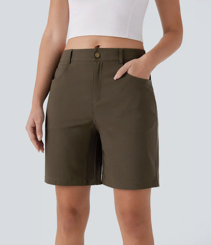 Water Repellent Mid Rise Zipper Pockets Hiking Shorts 7''