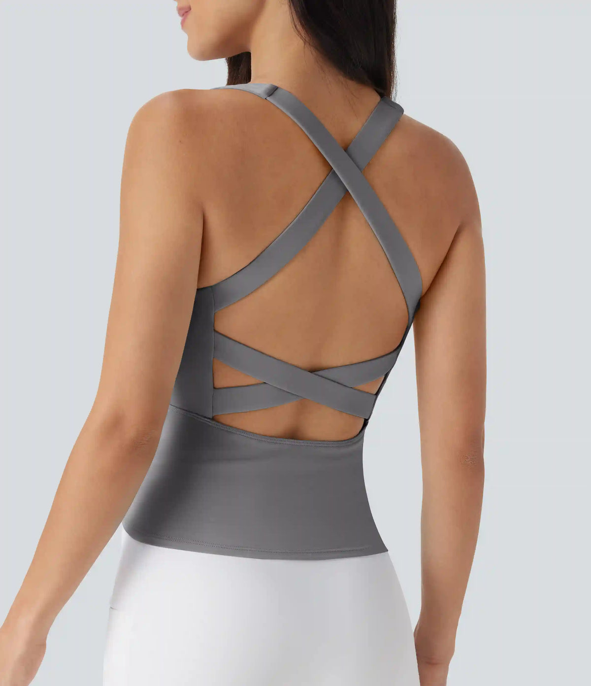 SoftlyZero™ Airy Square Neck Cropped InstantCool Running Tank Top-Longer Length