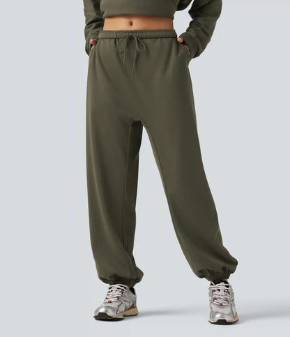 Low Rise Inner Drawstring Casual Jogger Sweatpants with Pockets