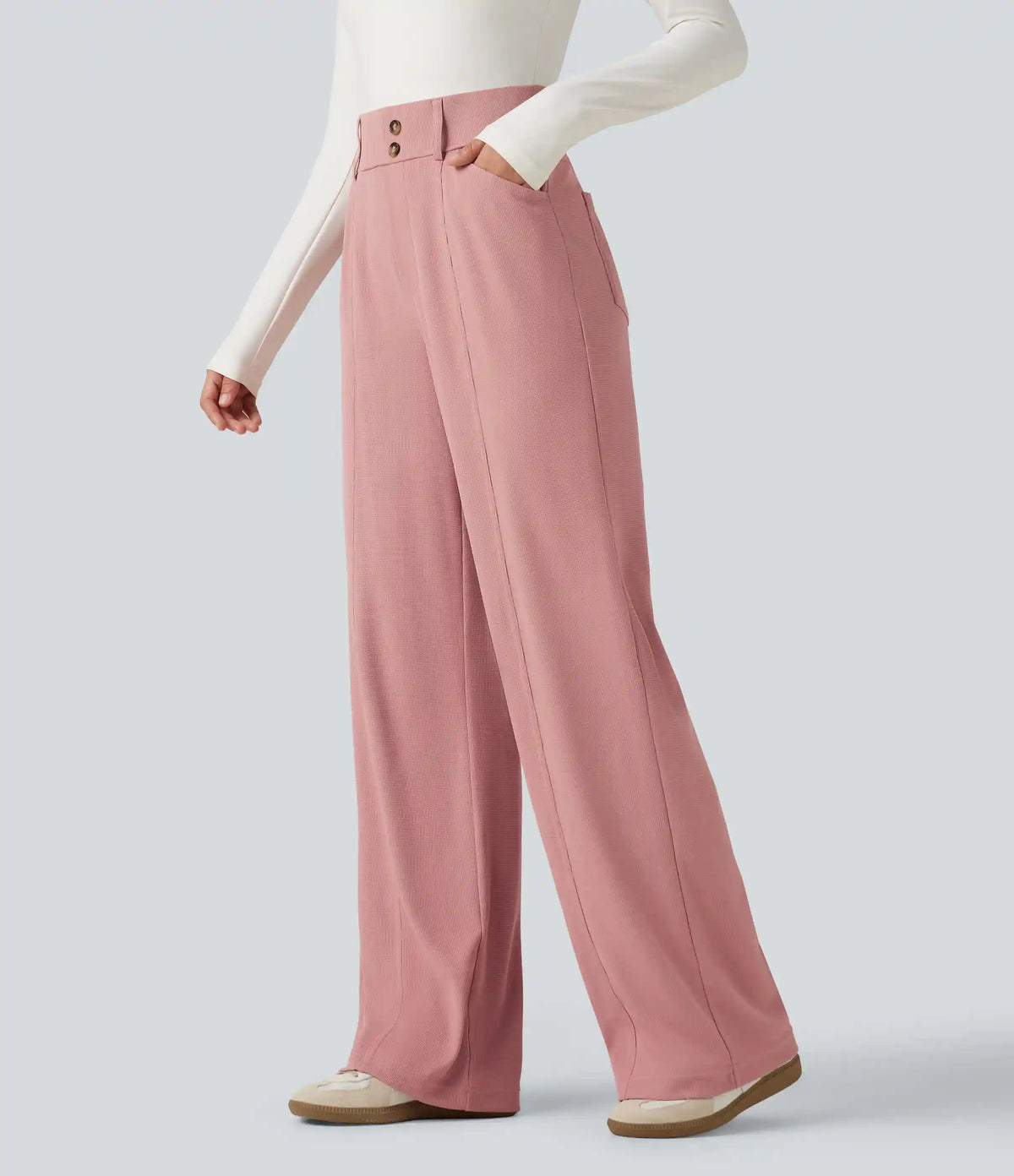 Halara Flex™ High Waisted Straight Leg Waffle Work Pants with Pockets