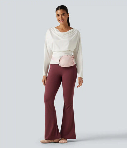 Cowl Neck Long Sleeve Cut Out Back Yoga Sports Top