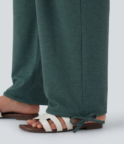 Crossover High Waisted Pocket Drawstring Casual Joggers