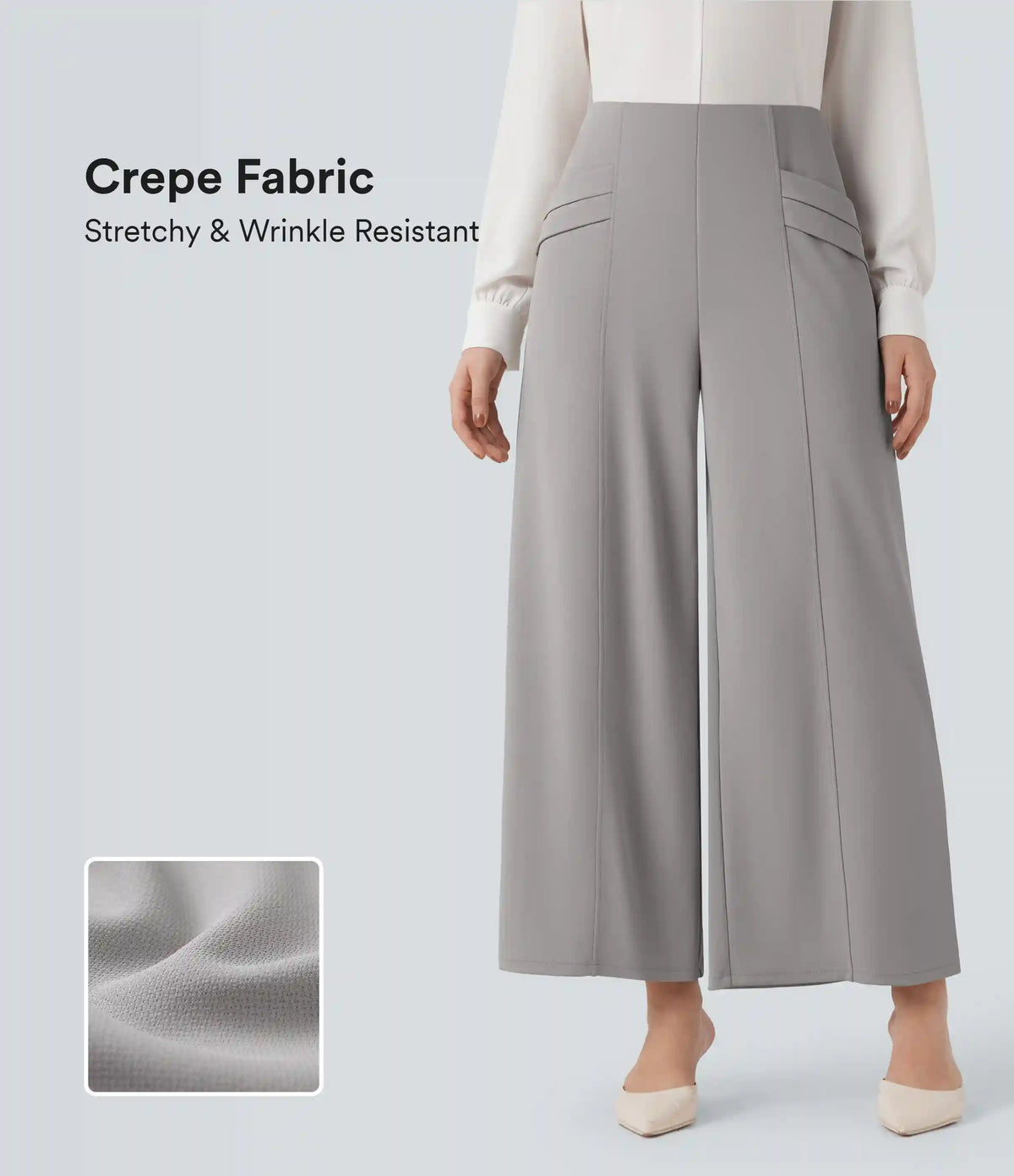Halara Flex™ High Waisted Wide Leg Crepe Work 7/8 Pants with Pockets