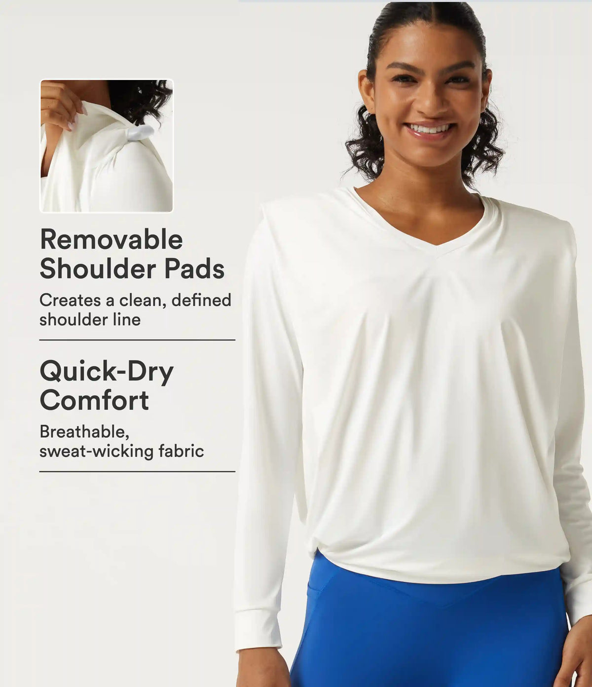 V Neck Long Sleeve Quick Dry Yoga Sports Top-UPF50+