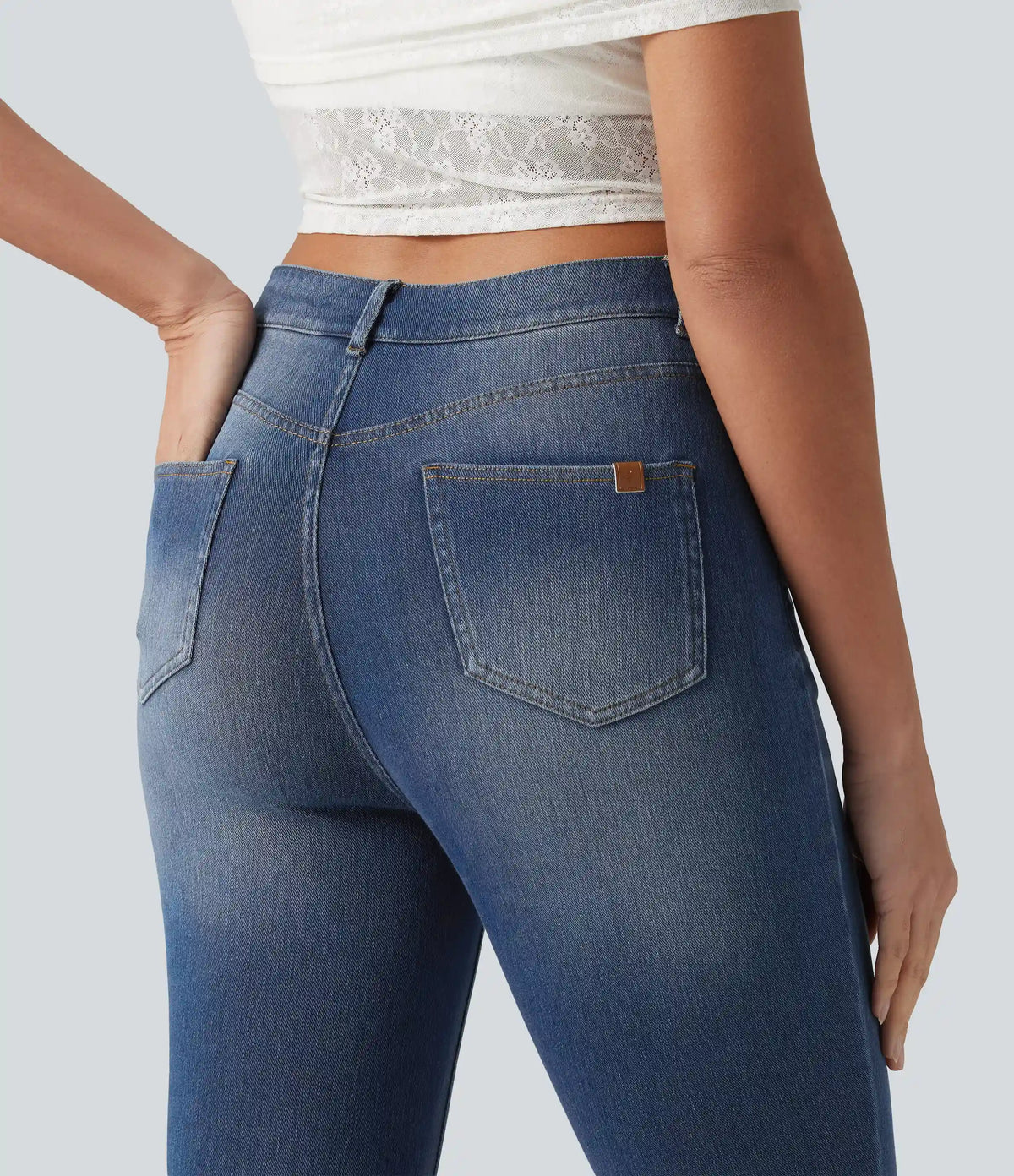 Halara Flex™ High Waisted Split Capri Casual Slim Jeans with Pockets