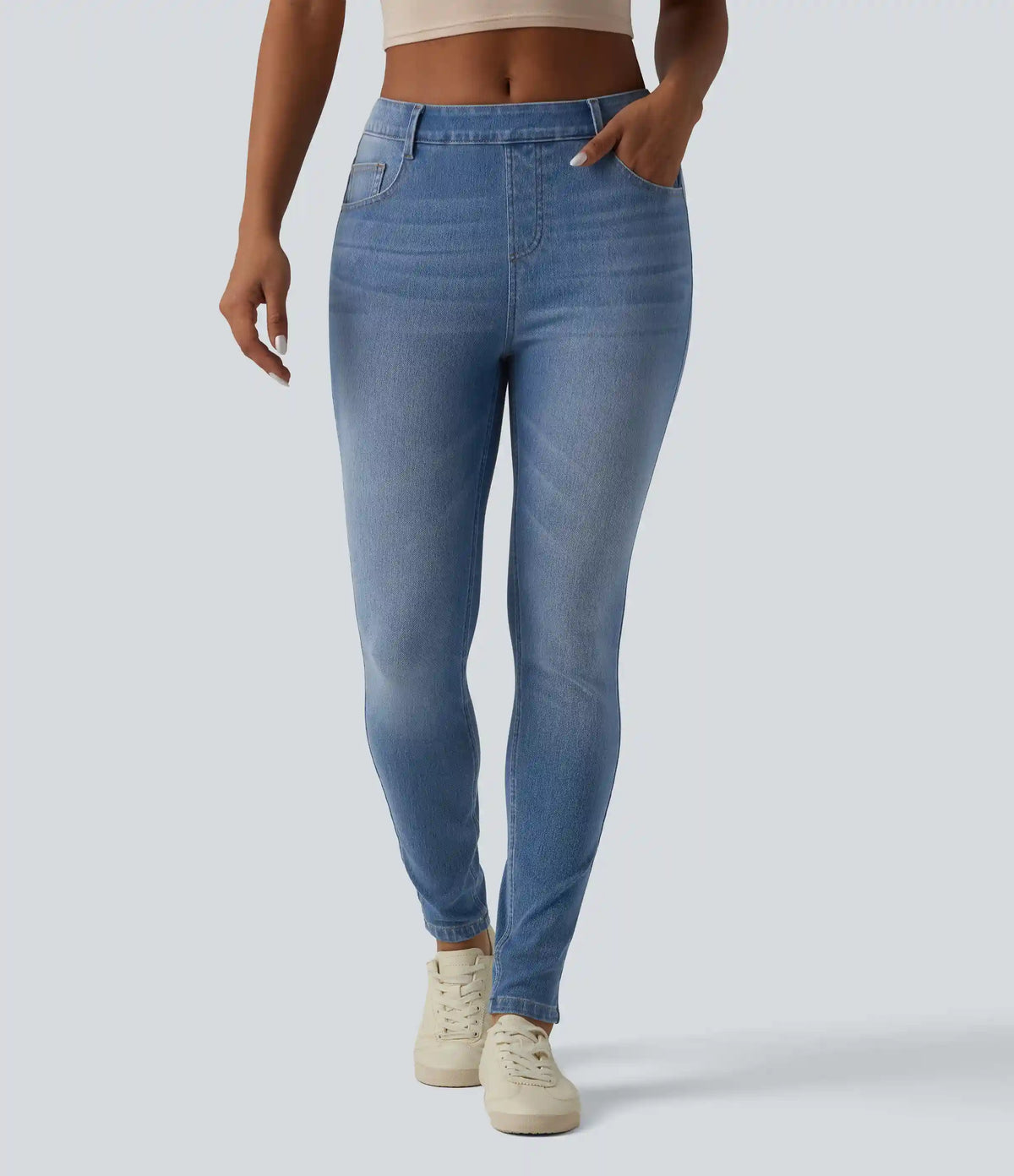Halara Flex™ Curvy Mid Rise Skinny Casual Jeans with Pockets