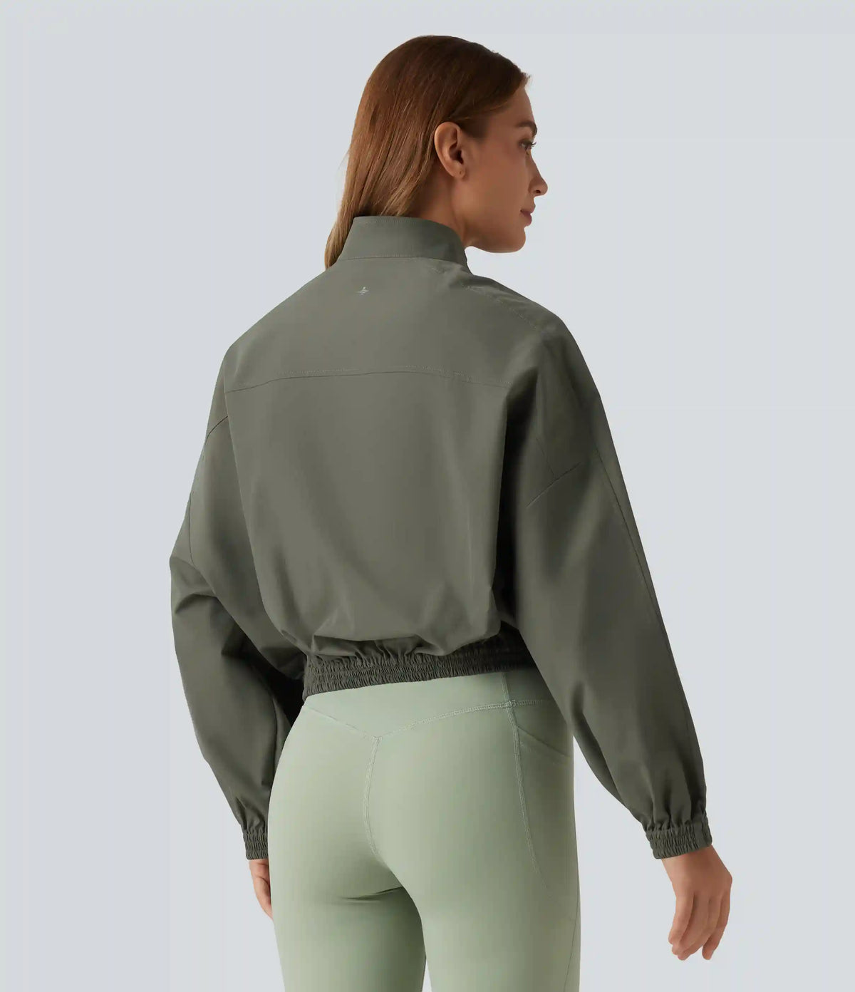 Stand Collar Long Sleeve Running Jacket with Pockets