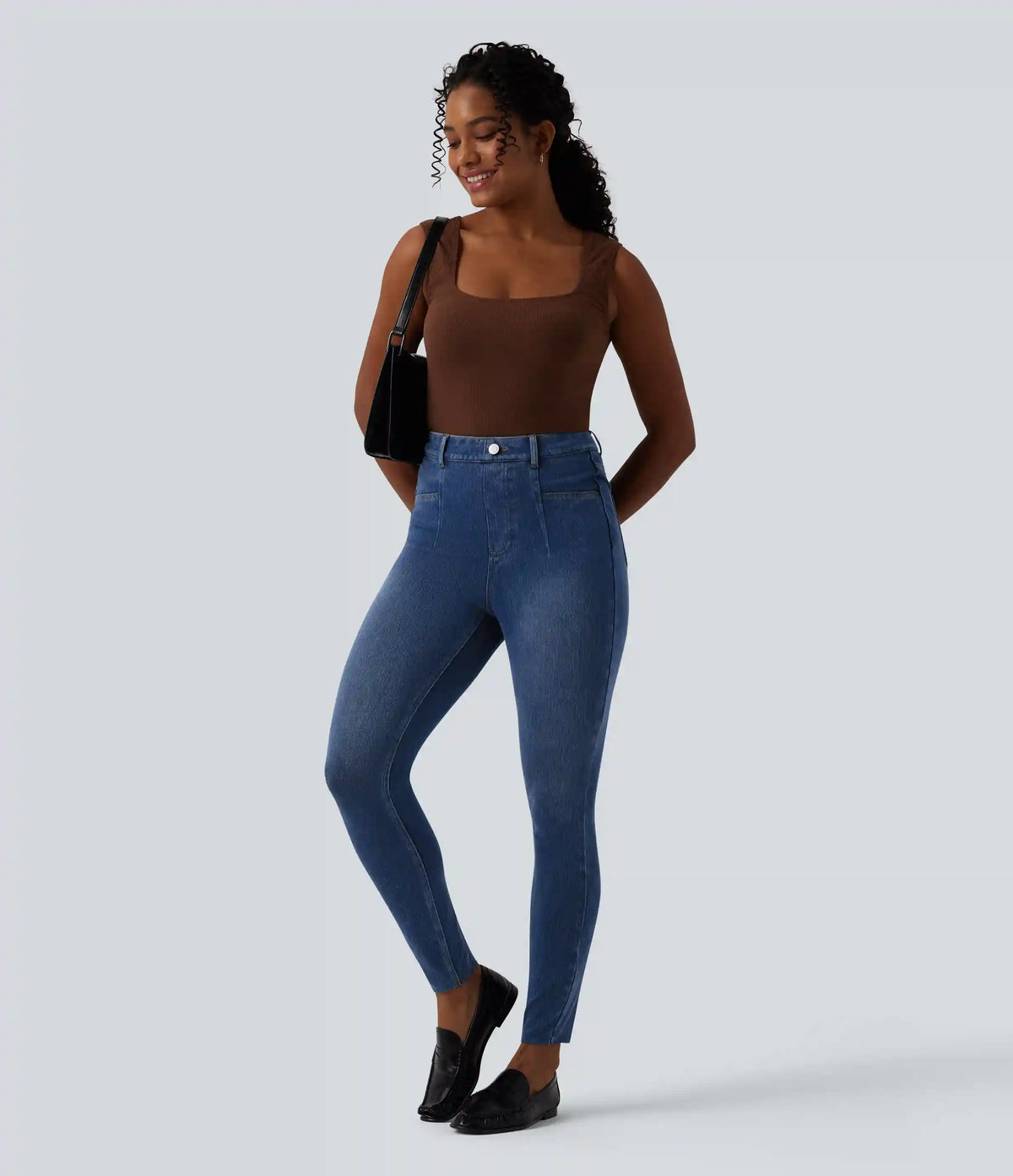Halara Flex™ High Waisted Tummy Control Denim Casual Leggings with Pockets