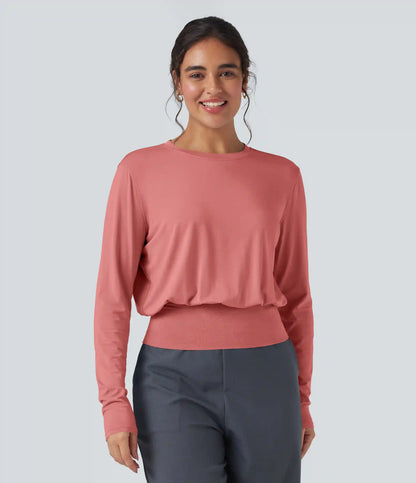 Round Neck Long Sleeve Work Top