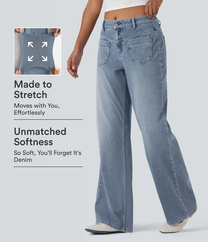 Halara Flex™ Mid Rise Straight Leg Casual Jeans with Pockets