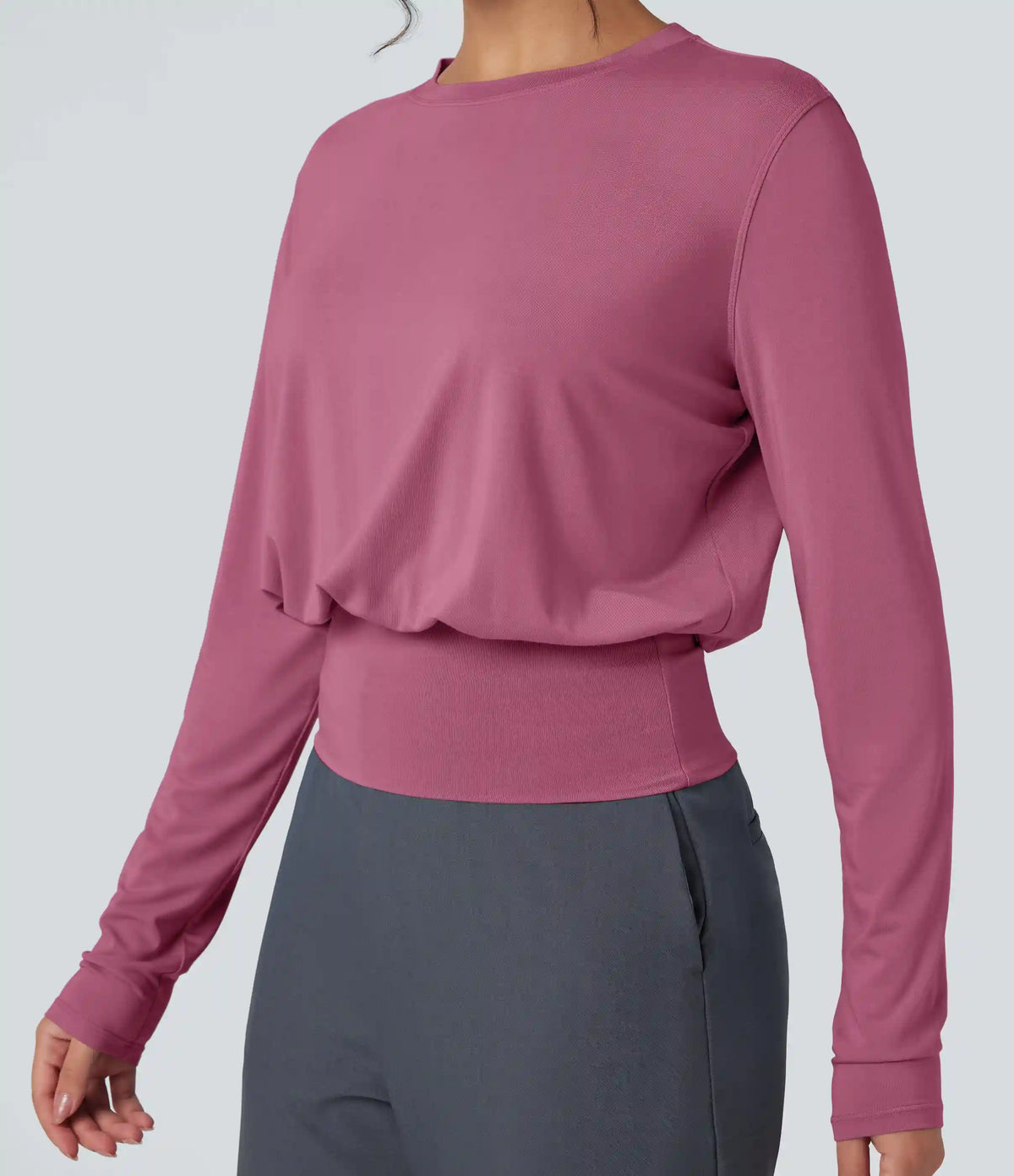 Round Neck Long Sleeve Work Top