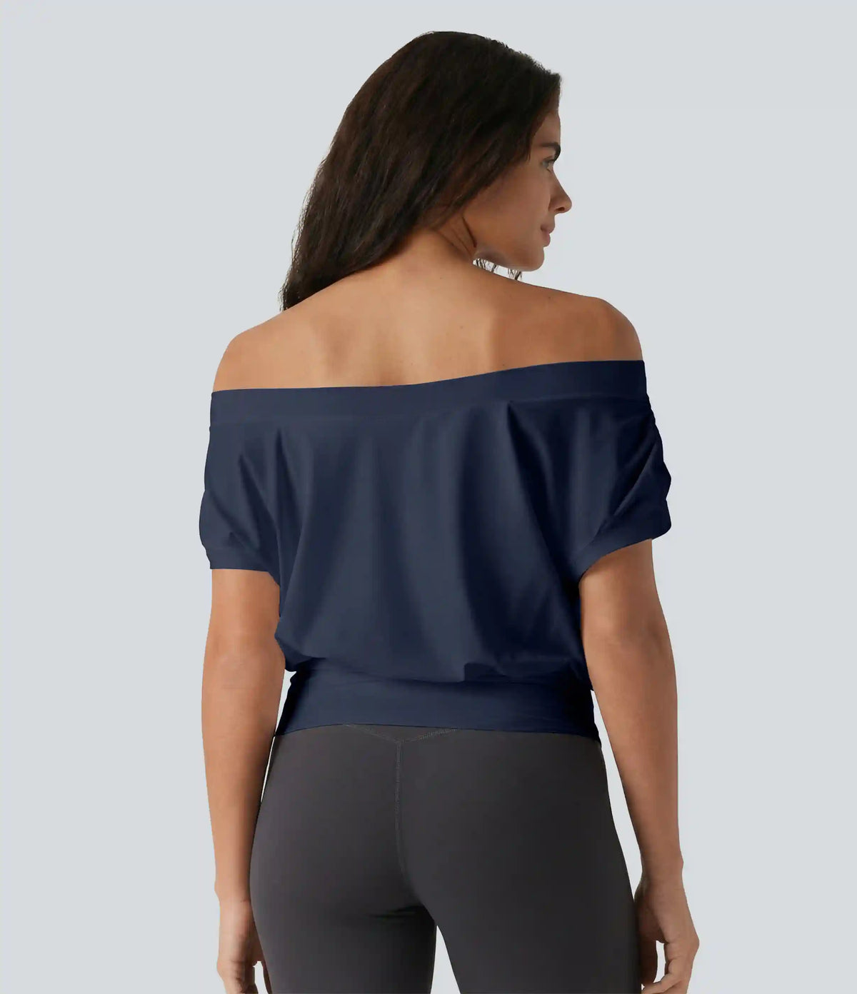 Off Shoulder Short Sleeve Oversize InstantCool Quick Dry Yoga Sports Top