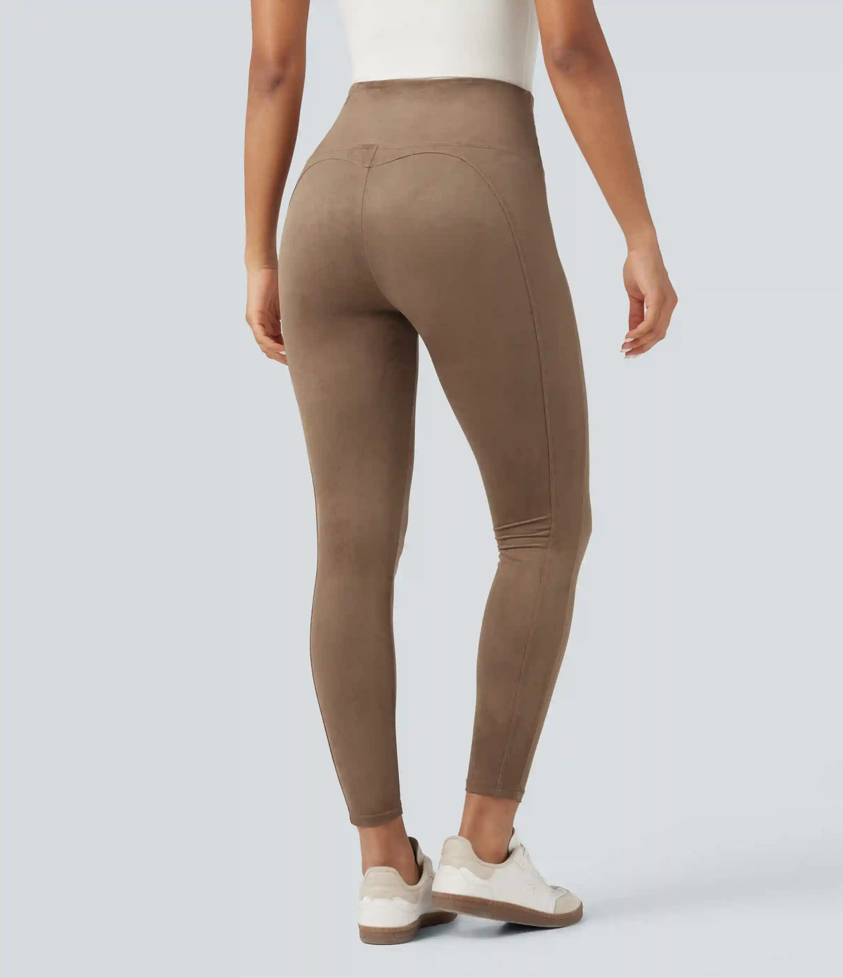 High Waisted Tummy Control Suede Casual 7/8 Leggings