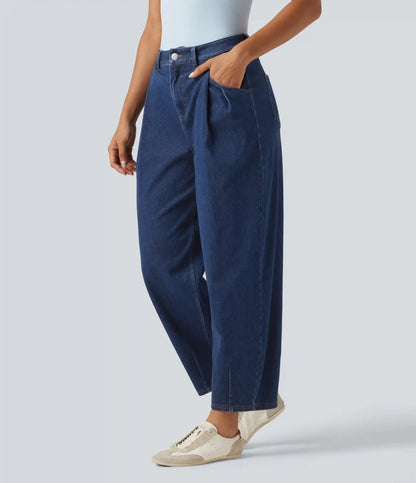 Halara Flex™ High Waisted Barrel Leg Casual Jeans with Pockets