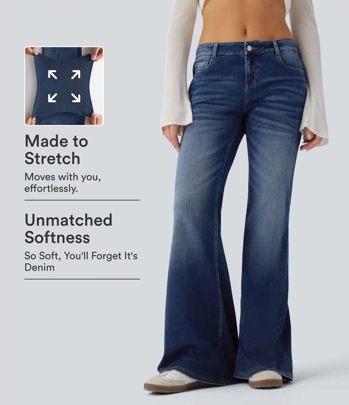Halara Flex™ Low Rise Flare Washed Casual Jeans with Pockets