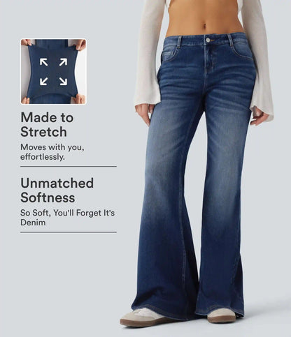 Halara Flex™ Low Rise Flare Washed Casual Jeans with Pockets