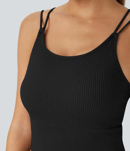OneForm Seamless Flow Double Straps V Back Cropped Running Cami Top