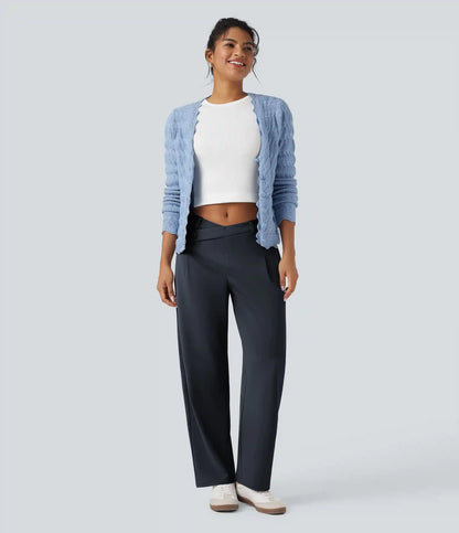 Halara Flex™ DayStretch Asymmetric Mid Rise Barrel Leg Work Pants with Pockets