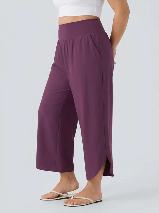 Plus Size Breezeful™ High Waisted Tummy Control Hem Quick Dry Pants with Pockets