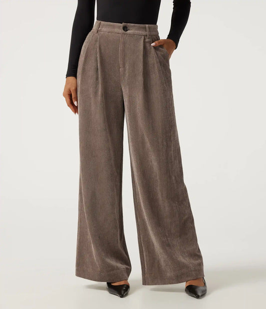 High Waisted Wide Leg Corduroy Work Pants with Pockets