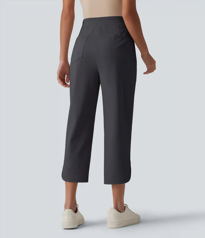 Halara Flex™ High Waisted Curved Hem Herringbone Work Cropped Tapered Pants with Pockets