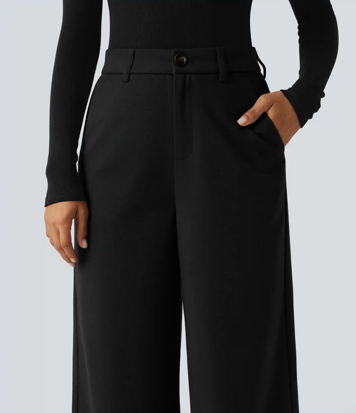 High Waisted Wide Leg Work Pants with Pockets