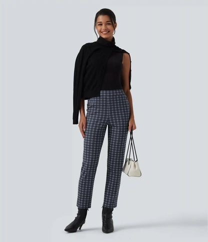 Halara Flex™ Mid Rise Plaid Work Pants with Pockets