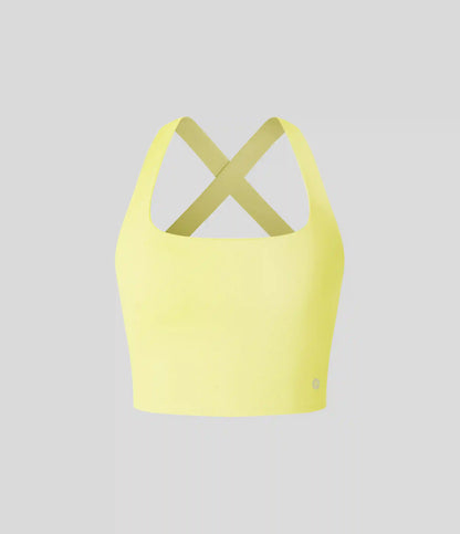 SoftlyZero™ Airy Square Neck Backless Crisscross Cropped InstantCool Yoga Tank Top