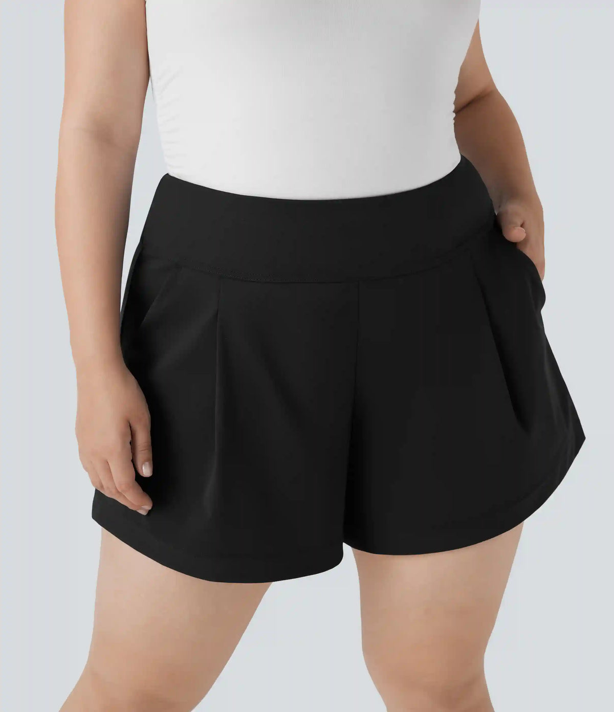 Plus Size DayStretch High Waisted Work Shorts with Pockets